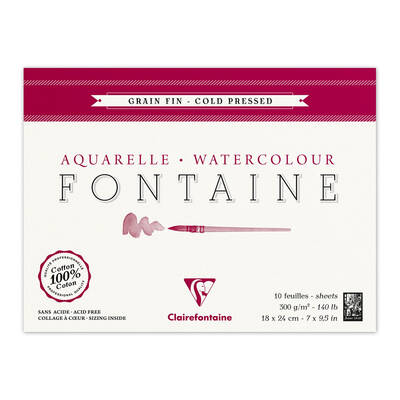 Fontaine Dokulu Suluboya Bloğu 18x24cm 300gr 10 Yaprak Kenarı Yapışkanlı