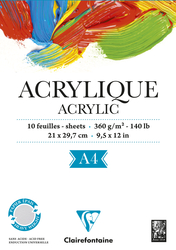 Clairefontaine - Akrilik Bloğu A4 360gr 10 Yaprak Üstten Yapışkanlı