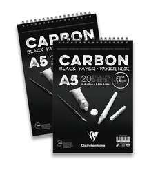 Clairefontaine - Carbon Siyah Çizim Bloğu A4 120gr 20 Yaprak Üstten Spiralli