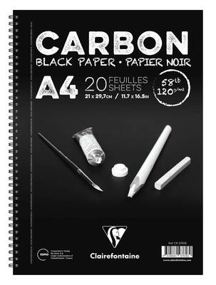 Carbon Siyah Çizim Bloğu A4 120gr 20 Yaprak Yandan Spiralli