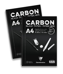 Clairefontaine - Carbon Siyah Çizim Bloğu A5 120gr 20 Yaprak Yandan Spiralli