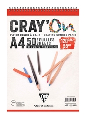 Clairefontaine - Cray-On Çizim Bloğu A4 120gr 50 Yaprak Üstten Spiral