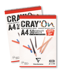 Clairefontaine - Cray-On Çizim Bloğu A5 120gr 50 Yaprak Üstten Spiralli