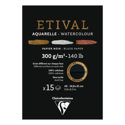 Etival Dokulu ColdPress Suluboya Bloğu A5 300gr Siyah - Thumbnail