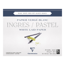 Clairefontaine - Ingres Pastel Blok Beyaz 130gr 24x30cm 25 Yaprak Uzun Kenar Yapışkanlı