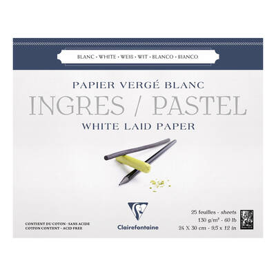 Ingres Pastel Blok Beyaz 130gr 24x30cm 25 Yaprak Uzun Kenar Yapışkanlı