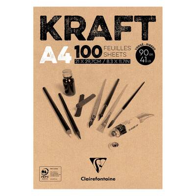 Kraft Çizim Bloğu A4 90gr 100 Yaprak Üstten Yapışkanlı