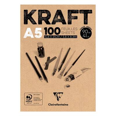 Kraft Çizim Bloğu A5 90gr 100 Yaprak Üstten Yapışkanlı