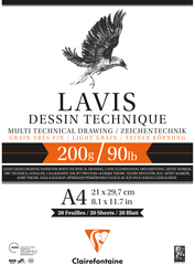 Clairefontaine - Lavis Multi Teknik A4 200gr 20 Yaprak Defter