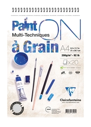 Clairefontaine - Paint-On A Grain Çizim Bloğu A4 200gr 20 Yaprak Üstten Spiralli