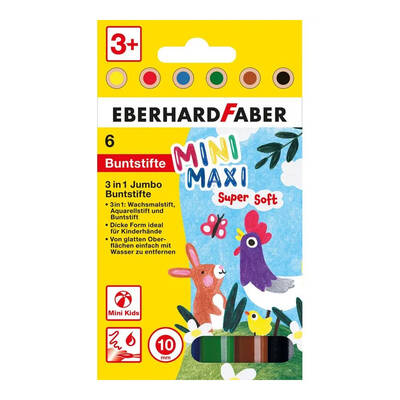 Minimaxi 3ü Bir Arada Jumbo Renkli Kalem 6lı Set