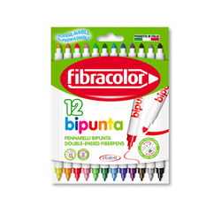 Fibracolor - Fibracolor Bipunta Çift Uçlu Keçeli Kalem 12 Renk