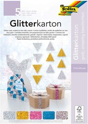 Folia - Glitter Karton Parlak Blok 5 Yaprak 300gsm