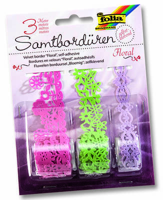 Folia Kadife Bordür Yapışkanlı Set Çiçek 3 rulo