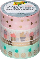 Folia - Washi Tape 3 lü Set Altın