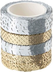 Dantel Bordür Washi Tape 4lü Set Gümüş ve Altın Renk - Thumbnail