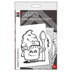 Marabu - Marabu Colouring Card Set Graphix 350gr 12 Adet