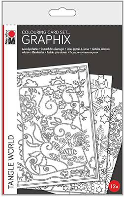 Marabu Colouring Card Set Graphix 350gr 12 Adet