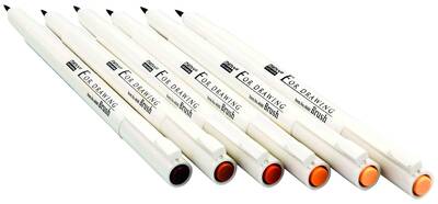 Brush Pen Asit Free Kahve Tonları 6'li Set