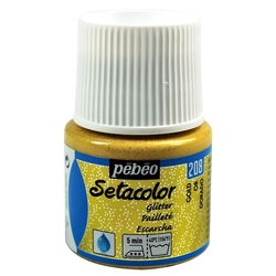 Pebeo - Setacolor Glitter Transparan Kumaş Boyası 45ml Şişe - 208 Gold