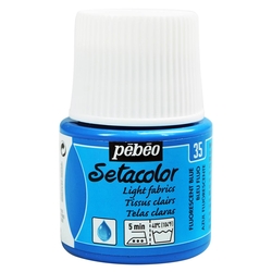 Pebeo - Setacolor Transparan Kumaş Boya 45ml Şişe - 35 Fluorescent Blue