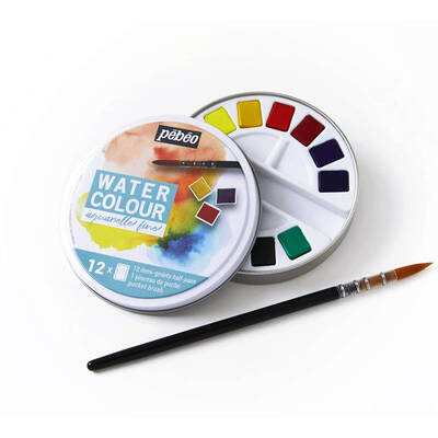 Watercolor Aquarel 12li Set Teneke Kutu