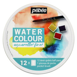 Pebeo - Watercolor Aquarel 12li Set Teneke Kutu