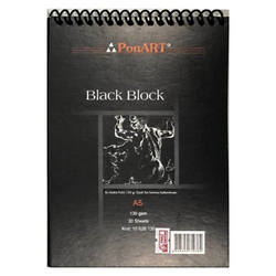Ponart - Black blok 130gr A5 30 Yaprak