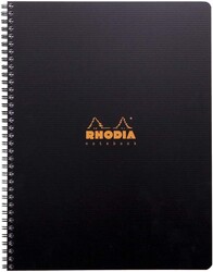 Rhodia - A+ Çizgili Spiralli Defter Siyah Plastik Kapak