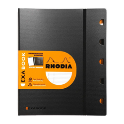Rhodia - Exabook A4+ Spiralli Çizgili Defter Siyah Plastik Kapak 80 Yaprak