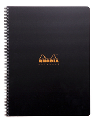 Rhodia - A4 Kareli Defter Spiral - Siyah Plastik Kapak 80 Yaprak 90gr