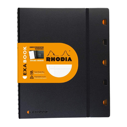 Rhodia - Exabook A4+ Spiralli Kareli Defter Siyah Kapak 80 Yaprak