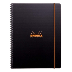 Rhodia - A4 Kareli Defter - Siyah Iç Cep Kapak - 4 Delik Spiral 80 Yaprak