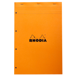 Rhodia - 21x31,8cm Kareli Blok Turuncu Kapak 4 Delikli Beyaz Kağıt 80 Yaprak