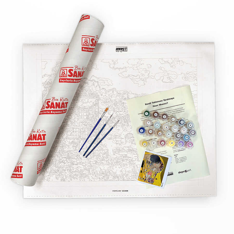 Sahil Kasabasi Tuval Uzerine Sayilarla Boyama Seti 40x50cm Sayilarla Boyama Bir Kutu Sanat
