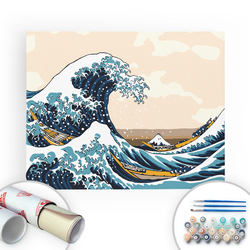 Bir Kutu Sanat - The Great Wave - Tuval Üzerine Sayılarla Boyama Seti 40x50cm Bir Kutu Sanat - The Great Wave - Tuval Üzerine Sayılarla Boyama Seti 40x50cm